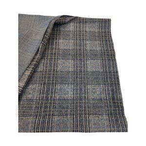 Vintage Navy Plaid Polyester Fabric 23x60 Inches Sewing Material